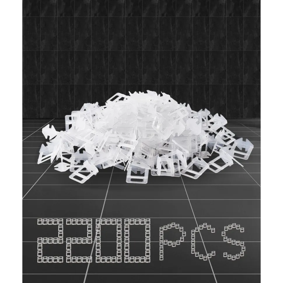 VEVOR Tile Leveling System Clips, 2200-Piece DIY Tile Leveler Spacers, 1/16"(1.5 mm) Tile Leveler Clips, Tile Leveling System Tile Installation Tools for Professional Ceramic Tile, Stone Installation
