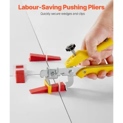 VEVOR Tile Leveling System, 1/8 Inch(3 mm) with 1pc Tile Plier, 700 PCS DIY Tile Leveler Spacers Clips and 200 PCS Reusable Wedges, Tile Tools Set for Professional Ceramic Tile and Stone Installation