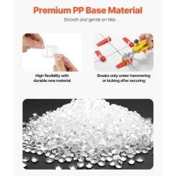 VEVOR Tile Leveling System, 1/8 Inch(3 mm) with 1pc Tile Plier, 700 PCS DIY Tile Leveler Spacers Clips and 200 PCS Reusable Wedges, Tile Tools Set for Professional Ceramic Tile and Stone Installation