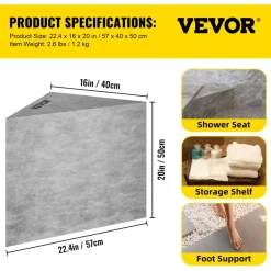 VEVOR Tile Shower Seat, 22.4