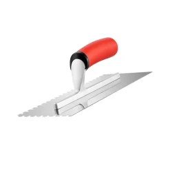 VEVOR Tile Tools, Stainless Steel Squared Notch Tile and Flooring Trowel, 10.9 x 4.4 in Pro Grade Drywall Tool, Ergonomic Rubber Grip Comfort Handle, for Apply, Spread, Flatten, Smooth, Polish