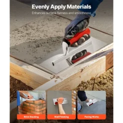 VEVOR Tile Tools, Stainless Steel Flat Finishing Trowel, 10.9 x 4.4 in Concrete Cement Drywall Plastering Tile Masonry Construction Hand Tools with Handle, for Apply, Spread, Flatten, Smooth, Polish