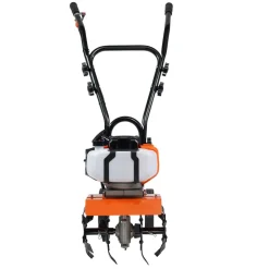 VEVOR Tiller Cultivator, 43CC 2-Stroke Garden Cultivator, Tiller with 4 Steel Adjustable Front Tines for Lawn, Garden and Field Cultivation