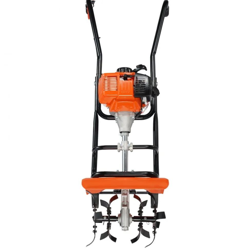 VEVOR Tiller Cultivator, 31CC 4-Stroke Garden Cultivator, Tiller with 4 Steel Adjustable Front Tines for Lawn, Garden and Field Cultivation