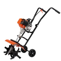 VEVOR Tiller Cultivator, 31CC 4-Stroke Garden Cultivator, Tiller with 4 Steel Adjustable Front Tines for Lawn, Garden and Field Cultivation