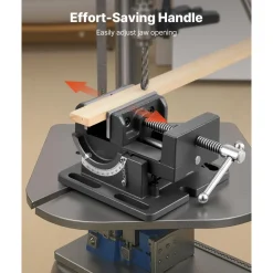 VEVOR Tilting Vise, 4.25 Inch Jaw Width, Portable Drill Press Bench Vise, 0–90° Adjustable Tilt, Durable Cast Iron Construction, Workbench Vice for Woodworking, for Benchtops and Drill Presses, Black