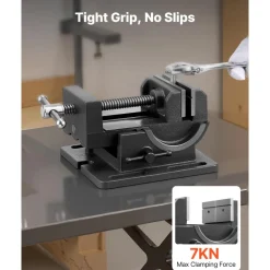 VEVOR Tilting Vise, 4.25 Inch Jaw Width, Portable Drill Press Bench Vise, 0–90° Adjustable Tilt, Durable Cast Iron Construction, Workbench Vice for Woodworking, for Benchtops and Drill Presses, Black