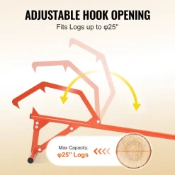 VEVOR Timberjack, 46.5 in, Heavy Duty Steel Log Roller, Log Lifter with Adjustable Cant Hook, Logging Tools Log Jack for Logs Ups to 25
