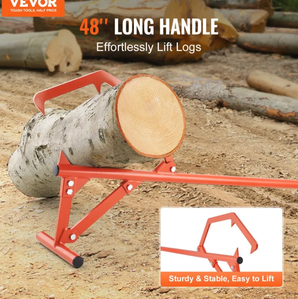 VEVOR Timberjack, 46.5 in, Heavy Duty Steel Log Roller, Log Lifter with Adjustable Cant Hook, Logging Tools Log Jack for Logs Ups to 25" Dia, Timber Jack for Rolling Cutting and Lifting Logs
