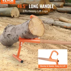 VEVOR Timberjack, 46.5 in, Heavy Duty Log Lifter with Wooden Handle, Log Roller with Adjustable Cant Hook, Logging Tools Log Jack for Logs Ups to 15" Dia, Timber Jack for Rolling Cutting Lifting Logs