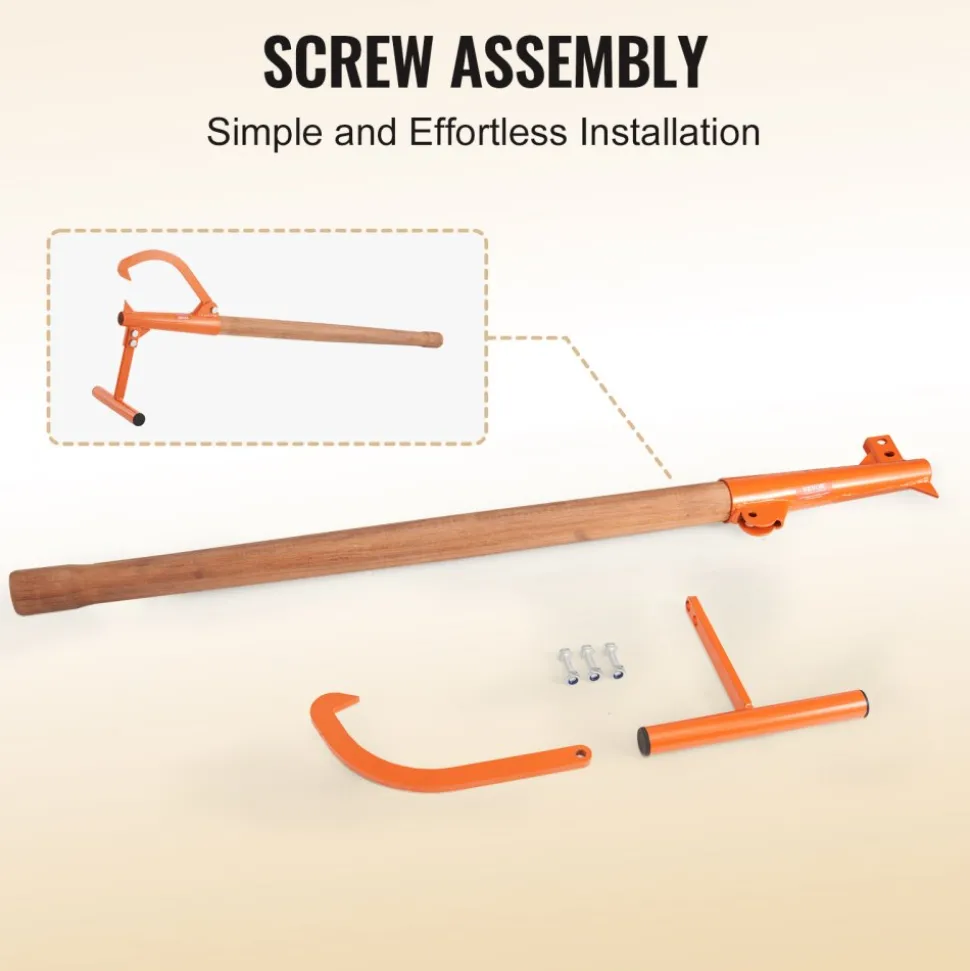 VEVOR Timberjack, 46.5 in, Heavy Duty Log Lifter with Wooden Handle, Log Roller with Adjustable Cant Hook, Logging Tools Log Jack for Logs Ups to 15" Dia, Timber Jack for Rolling Cutting Lifting Logs