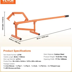 VEVOR Timberjack, 46.5 in, Heavy Duty Steel Log Lifter, Log Roller with Adjustable Cant Hook, Logging Tools Log Jack for Logs Ups to 15" Dia, Timber Jack for Rolling Cutting Lifting Logs