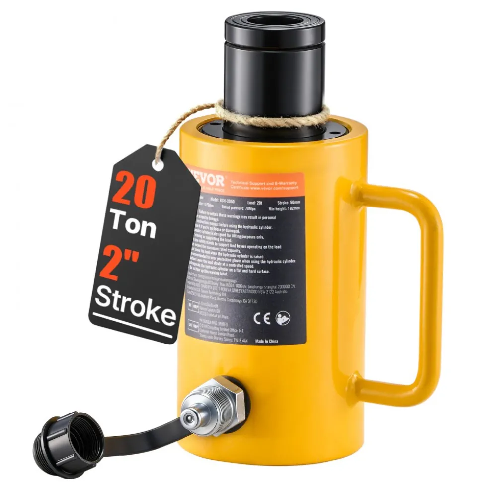 VEVOR 20T 2Inch Hydraulic Cylinder Jack Hollow Single Acting Hydraulic Ram Cylinder 50mm Hydraulic Lifting Cylinders (20T 2Inch Hollow)