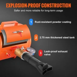 VEVOR Tire Bead Blaster, 5 Gallon/19L Capacity, Includes Pressure Gauge & Handle, 145 PSI Max Inflation Tank, Operates Between 85-116 PSI for Cars, Trucks, and ATVs