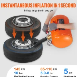 VEVOR Tire Bead Blaster, 5 Gallon/19L Capacity, Includes Pressure Gauge & Handle, 145 PSI Max Inflation Tank, Operates Between 85-116 PSI for Cars, Trucks, and ATVs