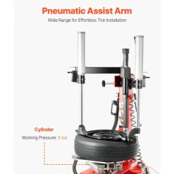 VEVOR Tire Changer Machine, 1.5HP Copper Motor, Durable Tire Changer with Air Pressure Gauge & Pneumatic Assist Arm, Pedal Operated Tire Changer with Thickened Chuck, Fit for Sedan/SUV/Pickup Truck
