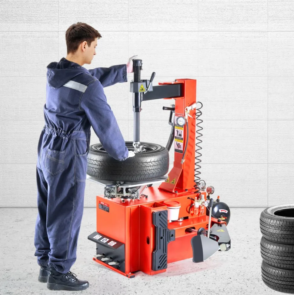 VEVOR Tire Changer Machine, 1.5HP Copper Motor, Durable Tire Changer with Air Pressure Gauge & Clamping Jaw Sheath, Pedal Operated Tire Changer with Thickened Chuck, Fit for Sedans/SUVs/Pickup Trucks