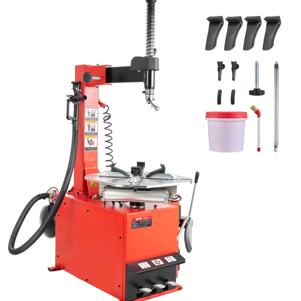VEVOR Tire Changer Machine, 1.5HP Copper Motor, Durable Tire Changer with Air Pressure Gauge & Clamping Jaw Sheath, Pedal Operated Tire Changer with Thickened Chuck, Fit for Sedans/SUVs/Pickup Trucks
