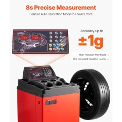 VEVOR Tire Changer Machine, 18" Spindle, Durable Tire Balancer with 4 Size of Conic & 45# Steel, Reinforced Tire Balancer with Complete Measuring Tools & Multi-Compartment, Fit for 1.5"-18" Wide Tire