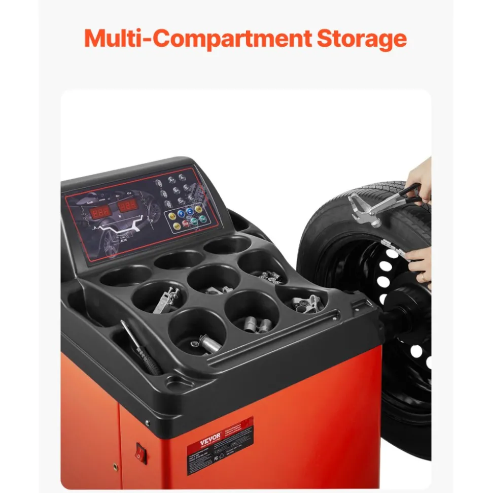 VEVOR Tire Changer Machine, 18" Spindle, Durable Tire Balancer with 4 Size of Conic & 45# Steel, Reinforced Tire Balancer with Complete Measuring Tools & Multi-Compartment, Fit for 1.5"-18" Wide Tire
