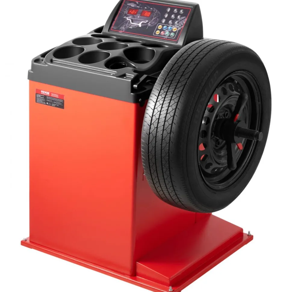 VEVOR Tire Changer Machine, 18" Spindle, Durable Tire Balancer with 4 Size of Conic & 45# Steel, Reinforced Tire Balancer with Complete Measuring Tools & Multi-Compartment, Fit for 1.5"-18" Wide Tire