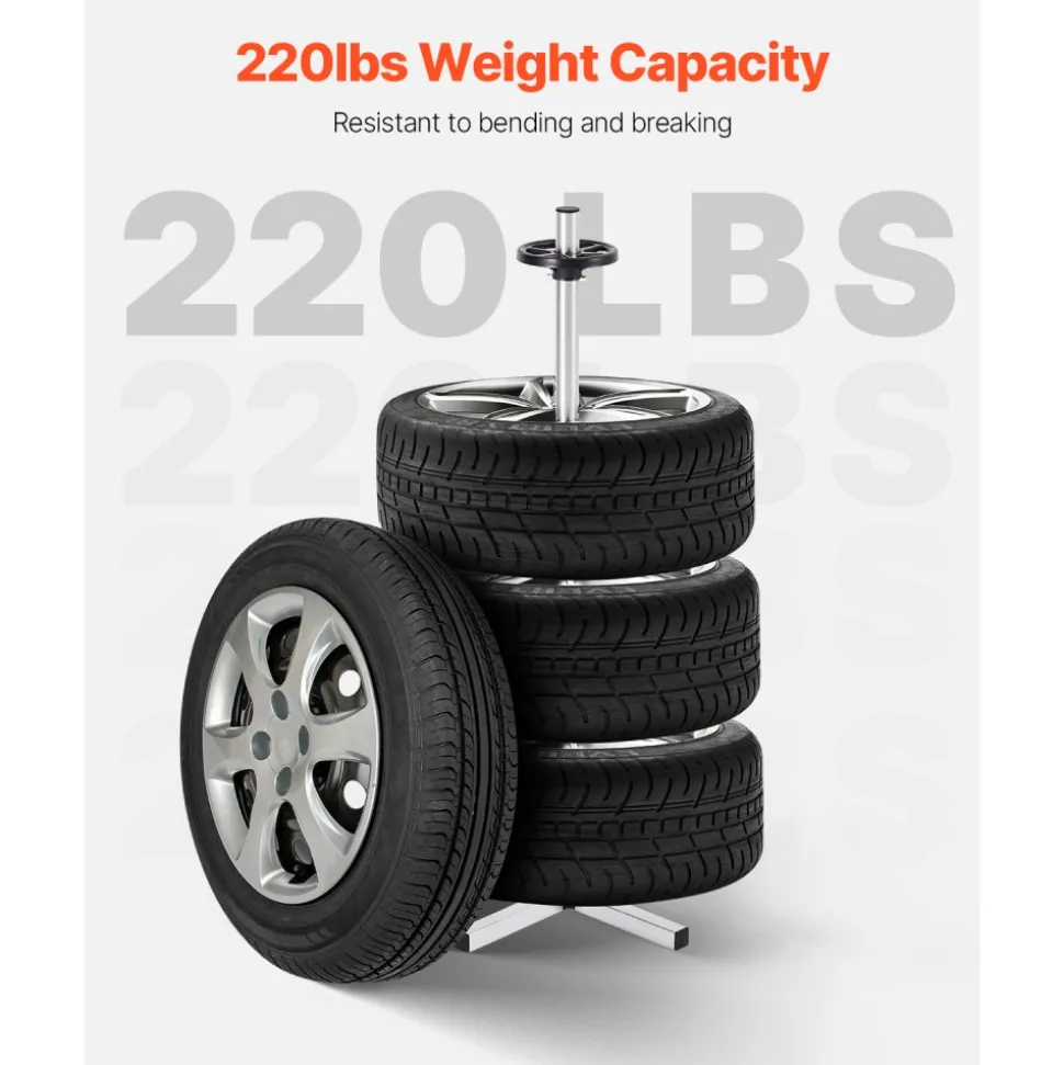 VEVOR Tire Organizing Rack, Robust Steel Tire Stand for 4 Tires with Rims, Compact Tyre Storage for Tires as wide as 225mm, Supports up to 220 lbs Weight, Perfect for Garage and Workshop