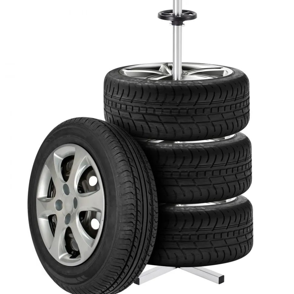 VEVOR Tire Organizing Rack, Robust Steel Tire Stand for 4 Tires with Rims, Compact Tyre Storage for Tires as wide as 225mm, Supports up to 220 lbs Weight, Perfect for Garage and Workshop