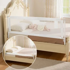 VEVOR Toddler Bed Rail, Kids Beds Guard Rail with Reinforced Iron Pipe and Oxford Cloth, Adjustable Height Bed Side Railing, Portable Guard Bumper Barrier for Crib, Bunk, 59.06 x 35.04 in, 1 Piece