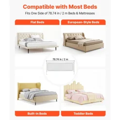VEVOR Toddler Bed Rail, Kids Beds Guard Rail with Reinforced Iron Pipe and Oxford Cloth, Adjustable Height Bed Side Railing, Portable Guard Bumper Barrier for Crib, Bunk, 59.06 x 35.04 in, 1 Piece