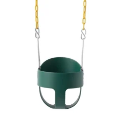 VEVOR Toddler Swing 300 lbs High Back Full Bucket Baby Swing Seat Green, for Outdoor & Indoor Backyard Playground, Heavy-Duty Coated Chains and Carabiners, Fully Assembled Seat for Toddlers Age 3+