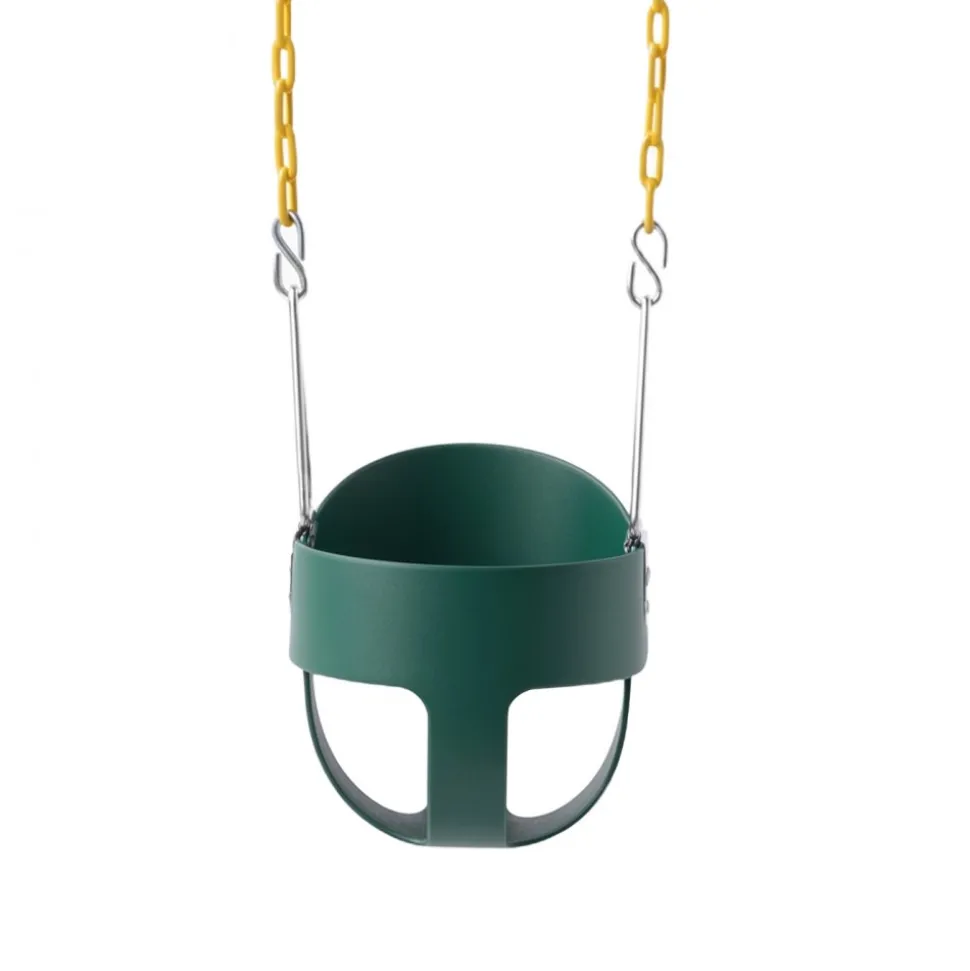 VEVOR Toddler Swing 300 lbs High Back Full Bucket Baby Swing Seat Green, for Outdoor & Indoor Backyard Playground, Heavy-Duty Coated Chains and Carabiners, Fully Assembled Seat for Toddlers Age 3+