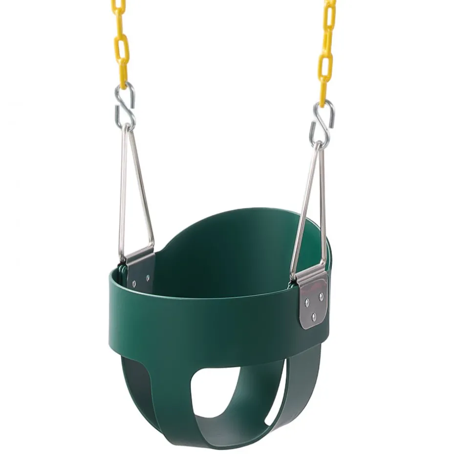VEVOR Toddler Swing 300 lbs High Back Full Bucket Baby Swing Seat Green, for Outdoor & Indoor Backyard Playground, Heavy-Duty Coated Chains and Carabiners, Fully Assembled Seat for Toddlers Age 3+