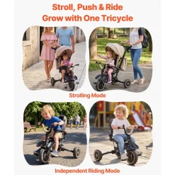 VEVOR Toddler Tricycle & Stroller for 18 Months to 5 Year Old, 7-in-1 Kids Trike with Parent Push Handle, Canopy, Rotating Seat and Storage, Tricycle for Toddlers, Birthday Toy for Boys and Girls