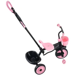 VEVOR Toddler Tricycle & Stroller for 1-5 Year Old, 6-in-1 Kids Trike with Parent Push Handle, Canopy, Adjustable Seat and Storage, Tricycle for Toddlers, Birthday Toy for Boys and Girls, Blue/Black