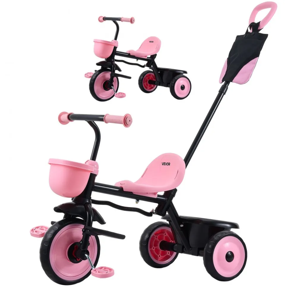 VEVOR Toddler Tricycle & Stroller for 18 Months to 5 Year Old, Kids Trike with Parent Push Handle, Adjustable Seat & Storage for Outdoor Play, Tricycle for Toddlers, Birthday Toy for Boys and Girls
