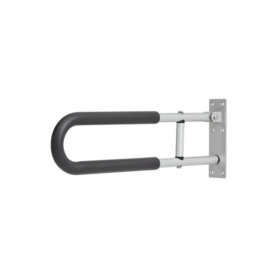 VEVOR Toilet Safety Rail, 23.8 Inch U-Shaped Handicap Grab Bar, Foldable Senior Safety Pole, Flip Up Toilet Grab Bar with Anti-Slip Support Handle, 300 Lb Load Capacity for Elderly, Disabled, Pregnant