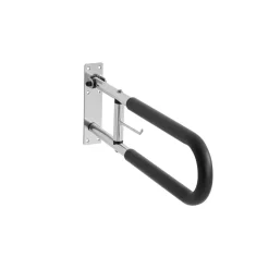 VEVOR Toilet Safety Rail, 30 Inch U-Shaped Handicap Grab Bar, Foldable Senior Safety Pole, Flip Up Toilet Grab Bars with Anti-Slip Handle, 300 Lbs Load Capacity Security Handrail with Paper Holder