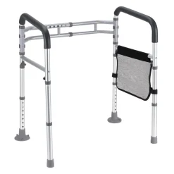 VEVOR Toilet Safety Rail, 300 LBS Foldable Toilet Seat with Non-Slip Handles, Portable Versatile Toilet Handrails with Reinforced Aluminum Alloy Tube, Fit for Seniors, Pregnant Women & the Injured