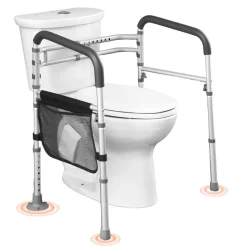 VEVOR Toilet Safety Rail, 300 LBS Foldable Toilet Seat with Non-Slip Handles, Portable Versatile Toilet Handrails with Reinforced Aluminum Alloy Tube, Fit for Seniors, Pregnant Women & the Injured
