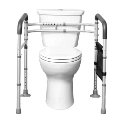 VEVOR Toilet Safety Rail, 300 LBS Foldable Toilet Seat with Non-Slip Handles, Portable Versatile Toilet Handrails with Reinforced Aluminum Alloy Tube, Fit for Seniors, Pregnant Women & the Injured