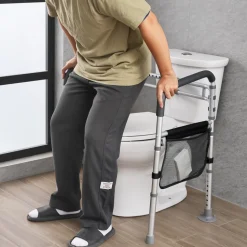 VEVOR Toilet Safety Rail, 300 LBS Foldable Toilet Seat with Non-Slip Handles, Portable Versatile Toilet Handrails with Reinforced Aluminum Alloy Tube, Fit for Seniors, Pregnant Women & the Injured