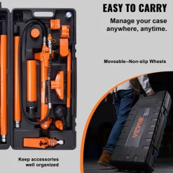 VEVOR 10 Ton Porta Power Kit, Hydraulic Ram with Pump, Car Jack with 4.6 ft/1.4 m Oil Hose, Bent Frame Repair Tool with Storage Case for Automotive, Garage, Heavy Equipment, Mechanic (22046 LBS)