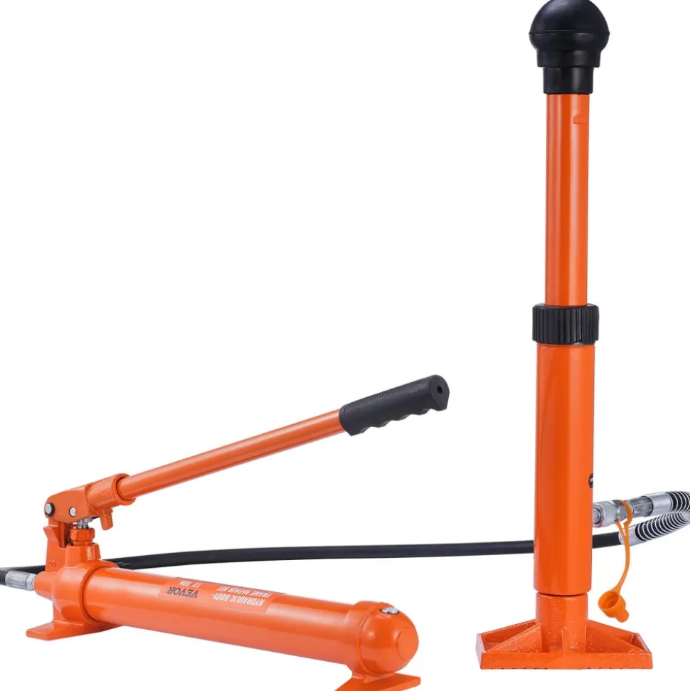 VEVOR 12 Ton Porta Power Kit, Hydraulic Ram with Pump with 4.6 ft/1.4 m Oil Hose, Portable Hydraulic Jack with Storage Case for Automotive, Garage, Farm, Mechanic (26455 LBS)