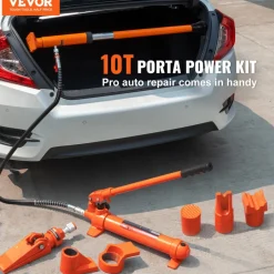 VEVOR 10 Ton Porta Power Kit, Portable Hydraulic Jack with 4.6 ft/1.4 m Oil Hose, Auto Body Frame Repair Kit with Storage Case for Car Repair, Truck, Farm