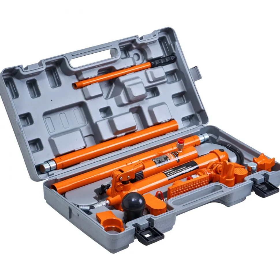 VEVOR 10 Ton Porta Power Kit, Portable Hydraulic Jack with 4.6 ft/1.4 m Oil Hose, Auto Body Frame Repair Kit with Storage Case for Car Repair, Truck, Farm