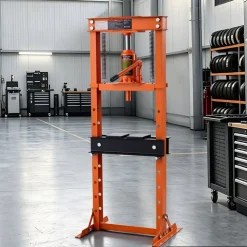 VEVOR 12 Ton Shop Press, H-Frame Garage Floor Bottle Jack Hydraulic Press, 8-Level Adjustable Height, Movable Stamping Plate, Heavy-Duty Steel for Bending, Straightening, Pressing U-Joints & Bearings