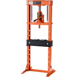 VEVOR 12 Ton Shop Press, H-Frame Garage Floor Bottle Jack Hydraulic Press, 8-Level Adjustable Height, Movable Stamping Plate, Heavy-Duty Steel for Bending, Straightening, Pressing U-Joints & Bearings