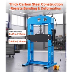 VEVOR 75-Ton Shop Press, Pneumatic/Manual Hydraulic Shop Press with Foot Pedal, Hand Wheel & Pressure Gauge, H-Frame Heavy-Duty Garage Floor Adjustable Shop Press for Bending, Straightening, Pressing