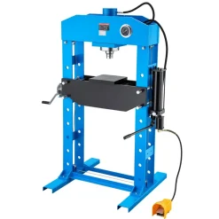 VEVOR 75-Ton Shop Press, Pneumatic/Manual Hydraulic Shop Press with Foot Pedal, Hand Wheel & Pressure Gauge, H-Frame Heavy-Duty Garage Floor Adjustable Shop Press for Bending, Straightening, Pressing