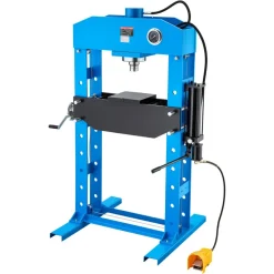 VEVOR 75-Ton Shop Press, Pneumatic/Manual Hydraulic Shop Press with Foot Pedal, Hand Wheel & Pressure Gauge, H-Frame Heavy-Duty Garage Floor Adjustable Shop Press for Bending, Straightening, Pressing